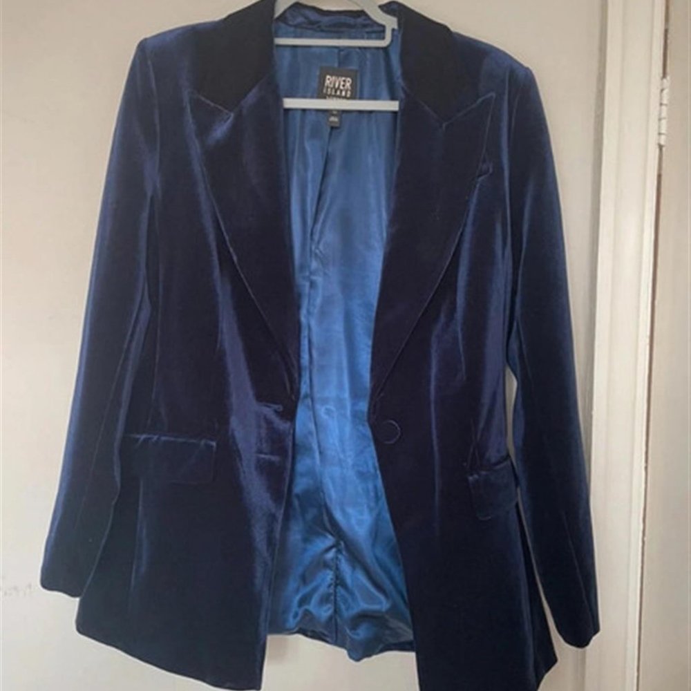Navy River Island velvet suit